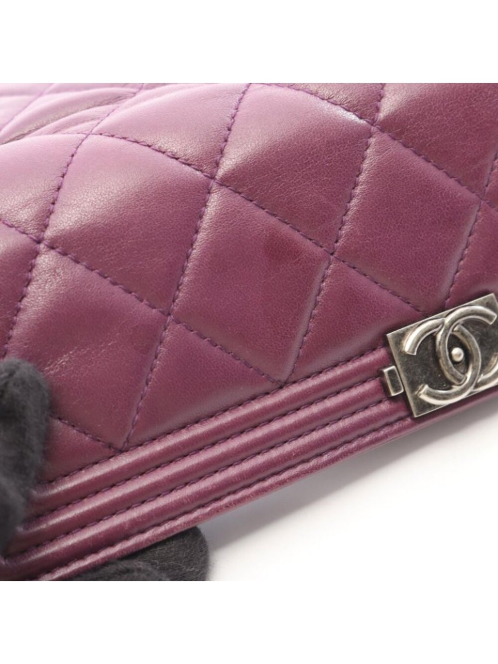Chanel Bifold Wallet Boy Purple Lambskin Boy - Picture 9 of 12